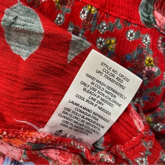 Free People Red Floral Boho Dress Sleeveless Medium Women’s Dress - Picture 5 of 9